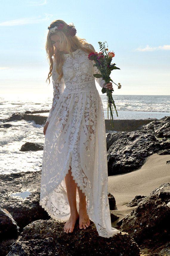 boho fishtail wedding dress