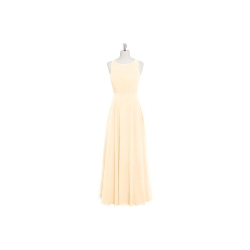 Mariage - Peach Azazie Avery - Chiffon And Satin Scoop Floor Length Illusion Dress - Charming Bridesmaids Store