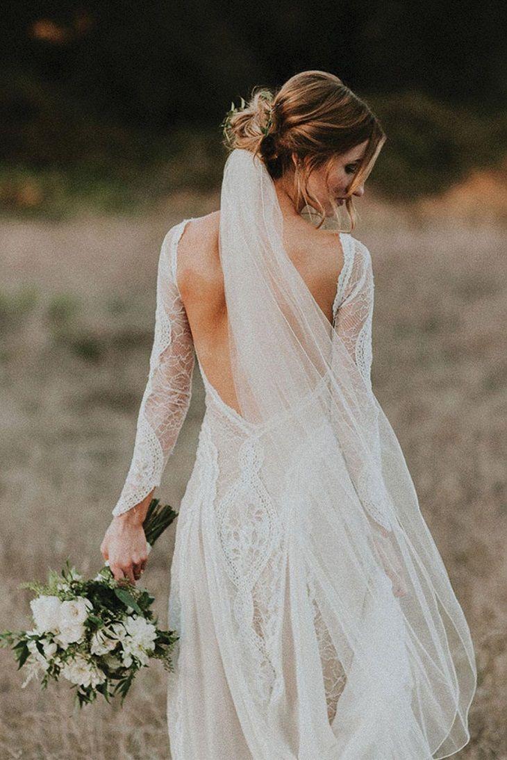 Hochzeit - Ivory Opened Back Wedding Dress For Boho Bride