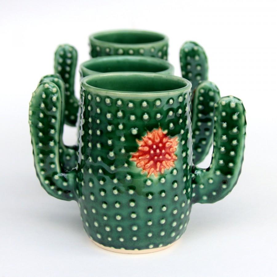 Wedding - Cactus Mug - Succulent Cup - Coffee Tea Cup - Handmade Ceramic Pottery - MADE TO ORDER