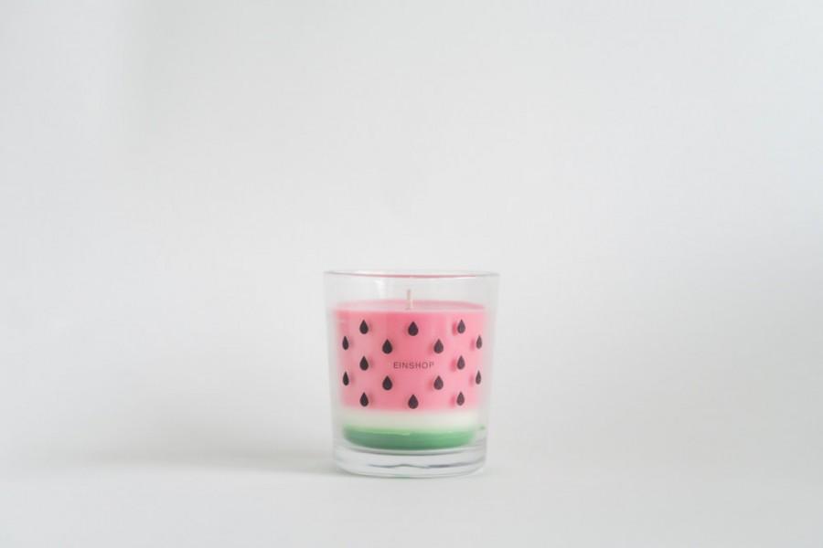 Wedding - Watermelon Candle, water melon scented, fruits candle, watermelon illustration, gift idea, funny unique candle, summer candle  - EINSHOP
