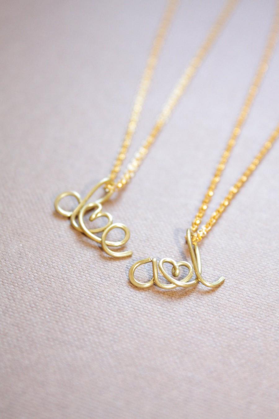 Свадьба - Two Lovers Necklace Personalized Engagement Wedding Bridal Shower Anniversary Gift Couples Necklace Two Initials With Heart Letter Necklace