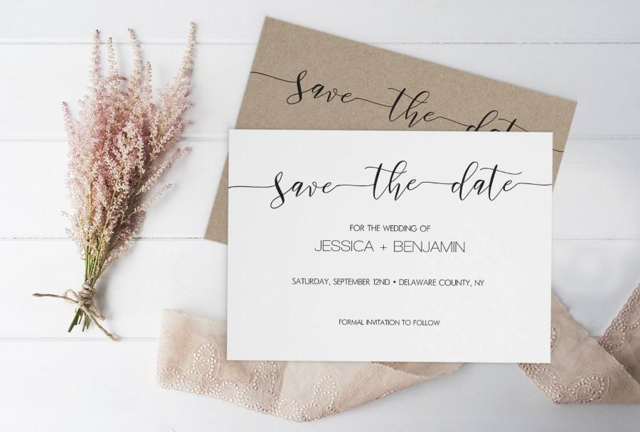 Wedding - Wedding Save the Date Template, Rustic Save the Date, Printable Save the Date, Calligraphy Save The Date PDF Template, Minimal Save the Date - $7.00 EUR