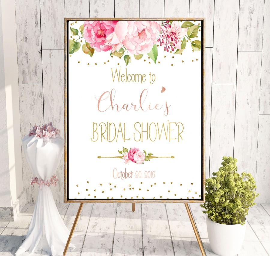 Wedding - Peonies Bridal Shower Printable Welcome Sign Bridal Shower decor Instant Download Bridal Shower banner Welcome Sign Shower Blush Pink idbs11 - $10.00 USD