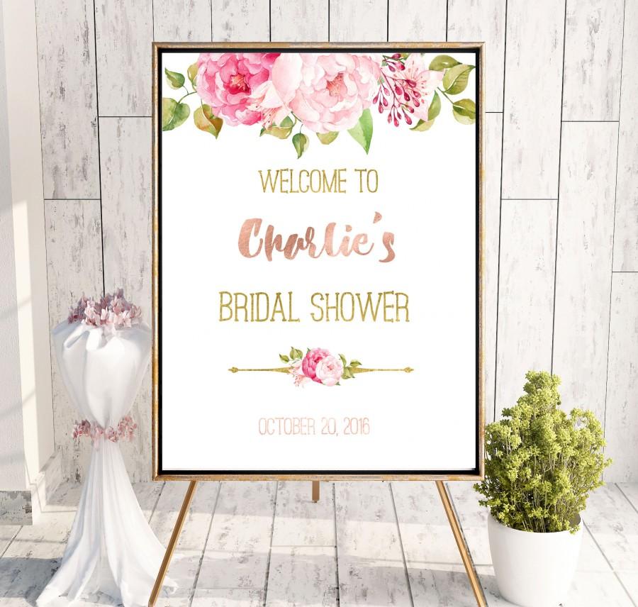 Wedding - Bridal Shower Printable Welcome Sign Bridal Shower decor Instant Download Bridal Shower banner Peonies Welcome Sign Shower Blush Pink idbs10 - $10.00 USD