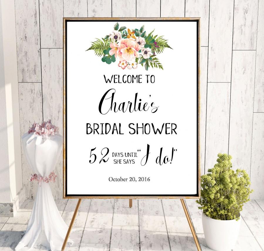 Hochzeit - Welcome Bridal Shower Sign Instant Download Sign Bridal Shower tropical decor Welcome decoration Printable Sign She Says I Do Sign idbs28 - $12.00 USD