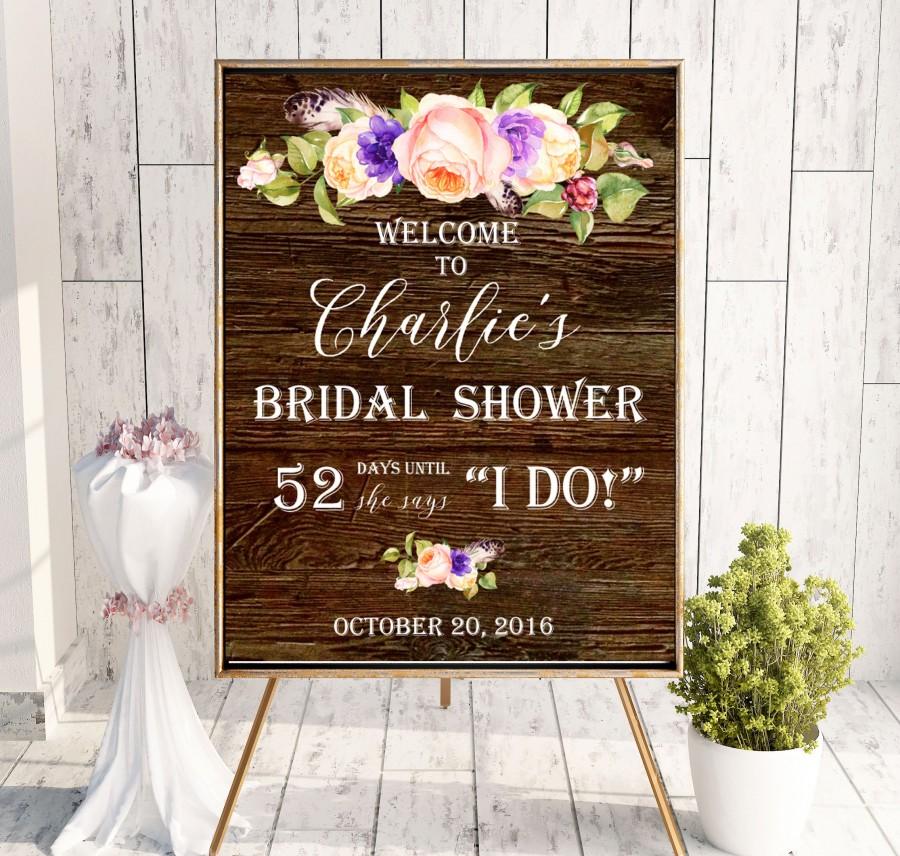 Свадьба - Instant Download Bridal Shower Welcome Sign Plum Bridal Brunch Sign Bridal Shower decor Wooden Welcome Printable Sign idbs17 - $12.00 USD