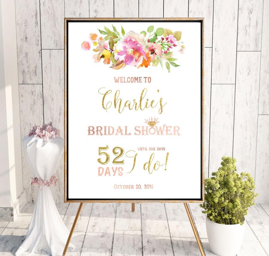 Wedding - Instant Download Welcome Bridal Shower Sign Bridal Brunch Sign Bridal Shower DIY Welcome Gold Pink Printable Sign Says I Do Sign idbs24 - $12.00 USD