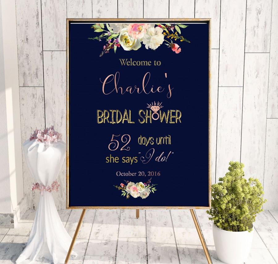 زفاف - Navy Blue Bridal Shower Welcome Sign Bridal Brunch Sign Bridal Shower DIY Welcome Printable Sign Says I Do Sign Shower White idbs27 - $12.00 USD