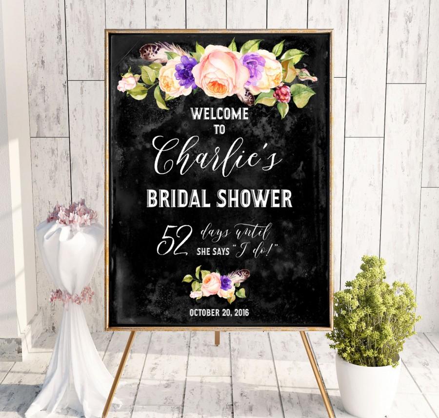 Wedding - Chalkboard Bridal Shower Welcome Sign Bridal Brunch Sign Bridal Shower DIY Welcome Printable Sign Says I Do Sign Shower Pink idbs16 - $12.00 USD