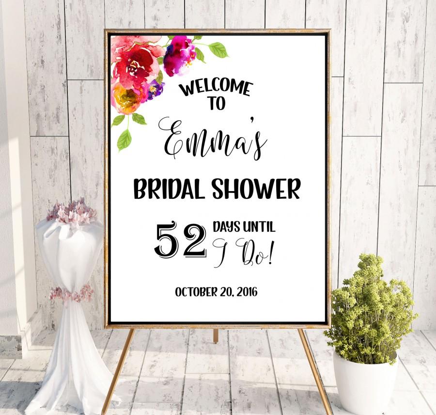 Mariage - Bridal Shower Welcome Sign Garden Bridal Shower Welcome Countdown wedding sign Printable Sign Sign Shower pink Instant Download idbs6 - $12.00 USD