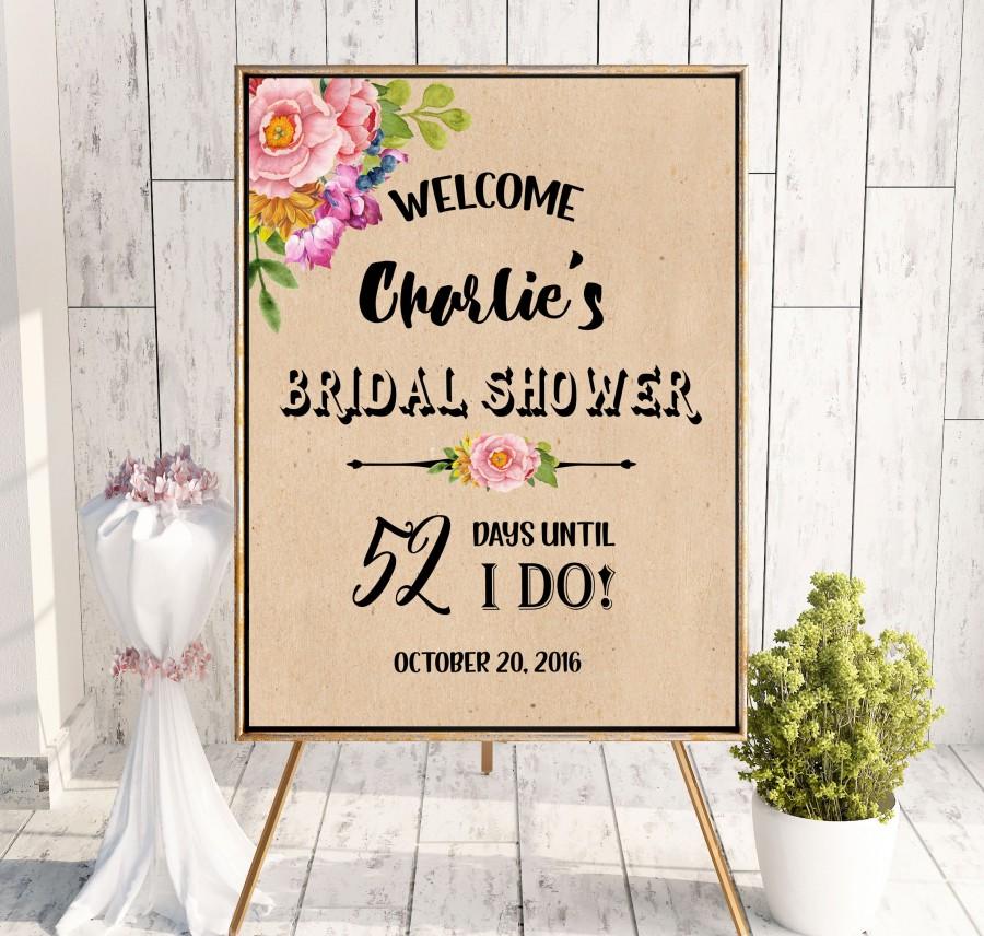 Hochzeit - Bridal Shower Welcome Sign Countdown sign Kraft Welcome Printable Sign Says I Do Sign Shower pink Hashtag Bridal Shower Black white idbs5 - $12.00 USD