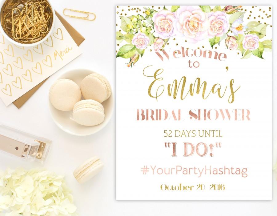 Свадьба - Bridal Shower Welcome Sign Bridal Brunch Sign Welcome Printable Sign Says I Do Sign Shower Blush Pink Roses Hashtag Bridal Shower idbs4 - $15.00 USD