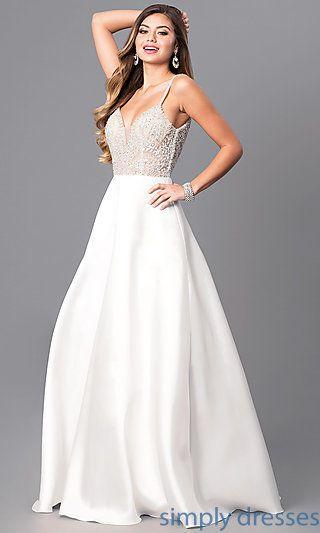Wedding - JO-JVN-JVN51488 - Long Formal Off-White Prom Dress With Beaded Bodice