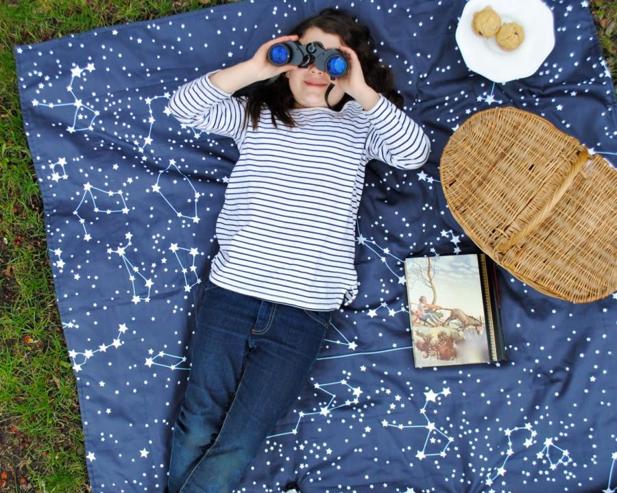 Mariage - Picnic Blanket, ORGANIC Picnic Blanket, Roll-Up Beach Blanket, Galaxy Stars, Personalized Picnic Blanket