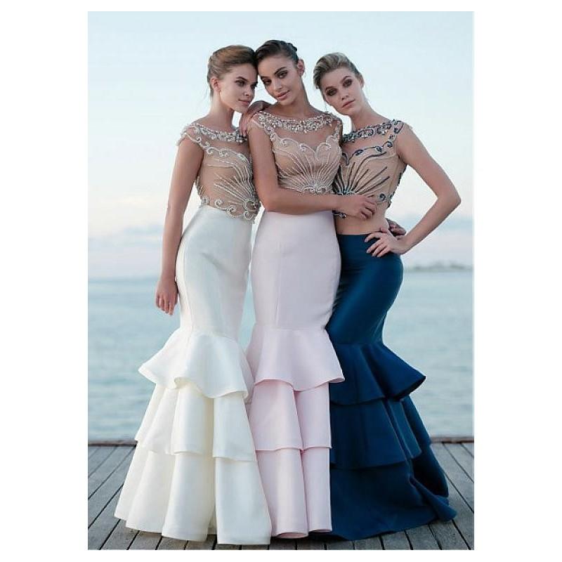 Hochzeit - Stunning Tulle & Satin Bateau Neckline Mermaid Evening Dresses With Beads & Rhinestones - overpinks.com