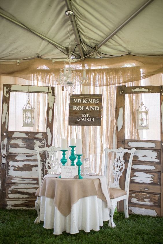 Wedding - Top 20 Rustic Country Wedding Sweetheart Table Ideas