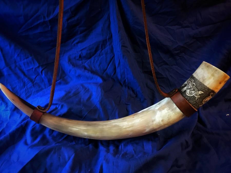 Mariage - Viking Drinking Horn (Hand Carved Horn Rim) Norse Viking Horn Beer Horn for Cosplay Viking or Game of Thrones Gift Best Drinking Horn