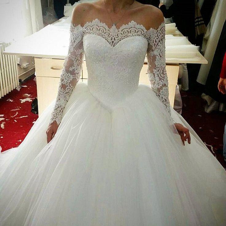 Mariage - Off The Shoulder Wedding Dresses Ball Gowns Long Sleeves