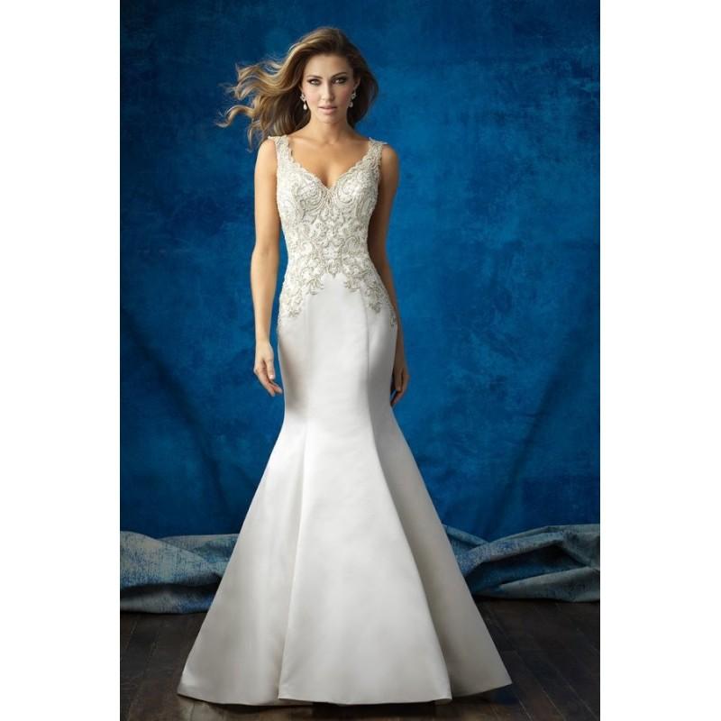 Hochzeit - Style 9362 by Allure Bridals - Sleeveless Sheath Chapel Length V-neck Satin Floor length Dress - 2017 Unique Wedding Shop