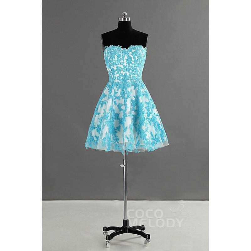 Hochzeit - A-Line Sweetheart Natural Short-Mini Lace Capri Sleeveless Zipper Party Dress - Top Designer Wedding Online-Shop