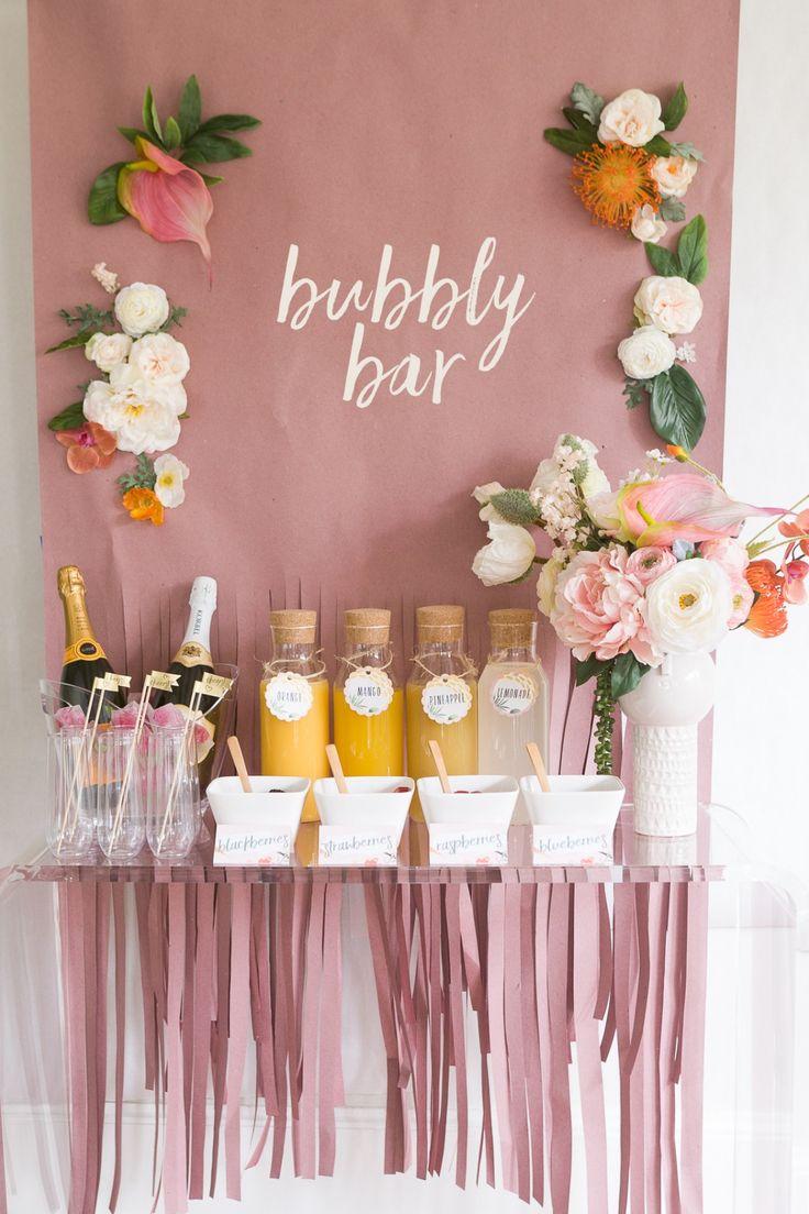 Mariage - Mimosa Bar Bridal Shower Brunch With Free Printables