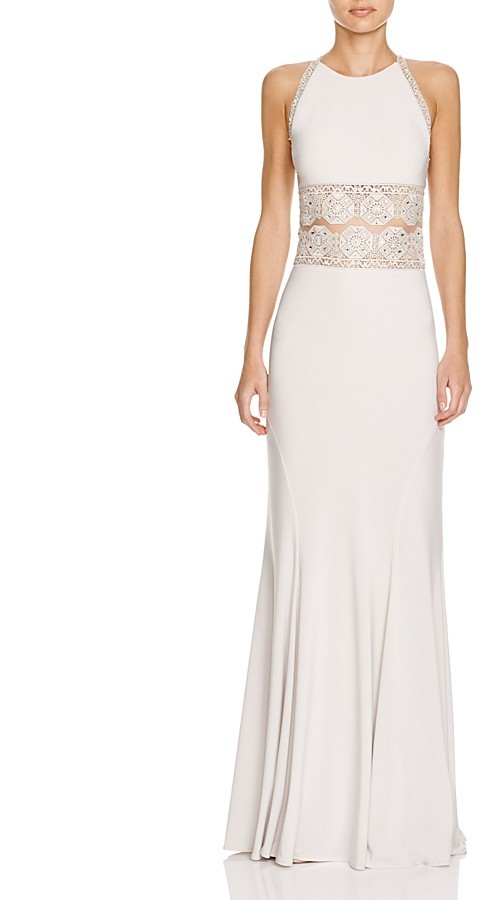 Hochzeit - LM Collection Boho Illusion Lace Detail Gown