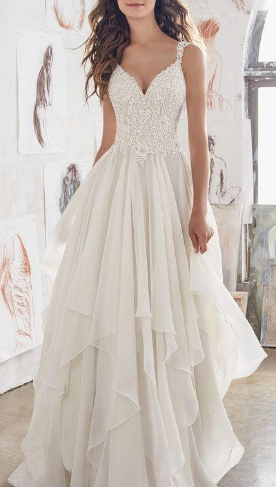 زفاف - Double Shoulder With Lace Chiffon Wedding Dress From Prom Dress