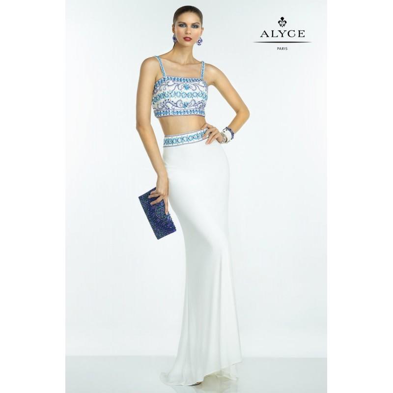 Mariage - B'Dazzle by Alyce Paris 35763 Ivory/Multi,Light Blue/Multi Dress - The Unique Prom Store