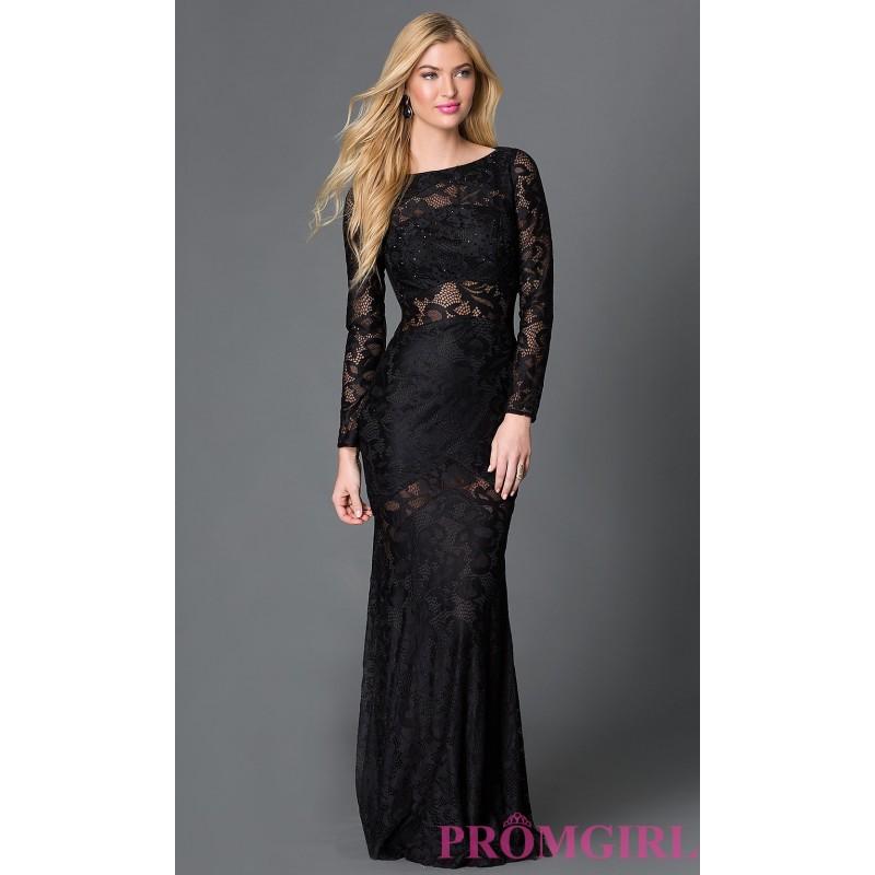زفاف - Long Sleeve Floor Length Lace Prom Dress - Brand Prom Dresses