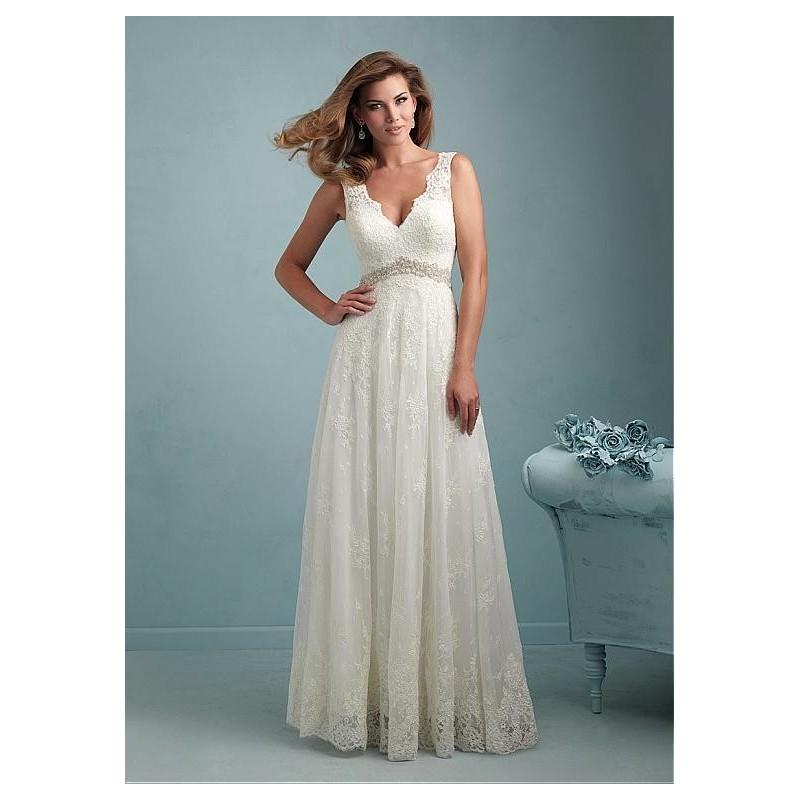 Mariage - Gorgeous Tulle & Lace V-neck Neckline Raised Waistline Empire Wedding Dress With Lace Appliques - overpinks.com