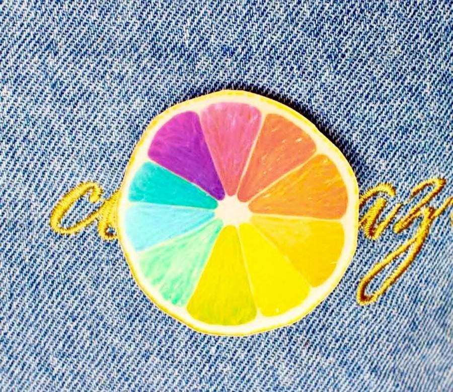 Wedding - Colorful brooch, orange pin, summer beach pin, citrus pin, fruit pin, cute fashion pin