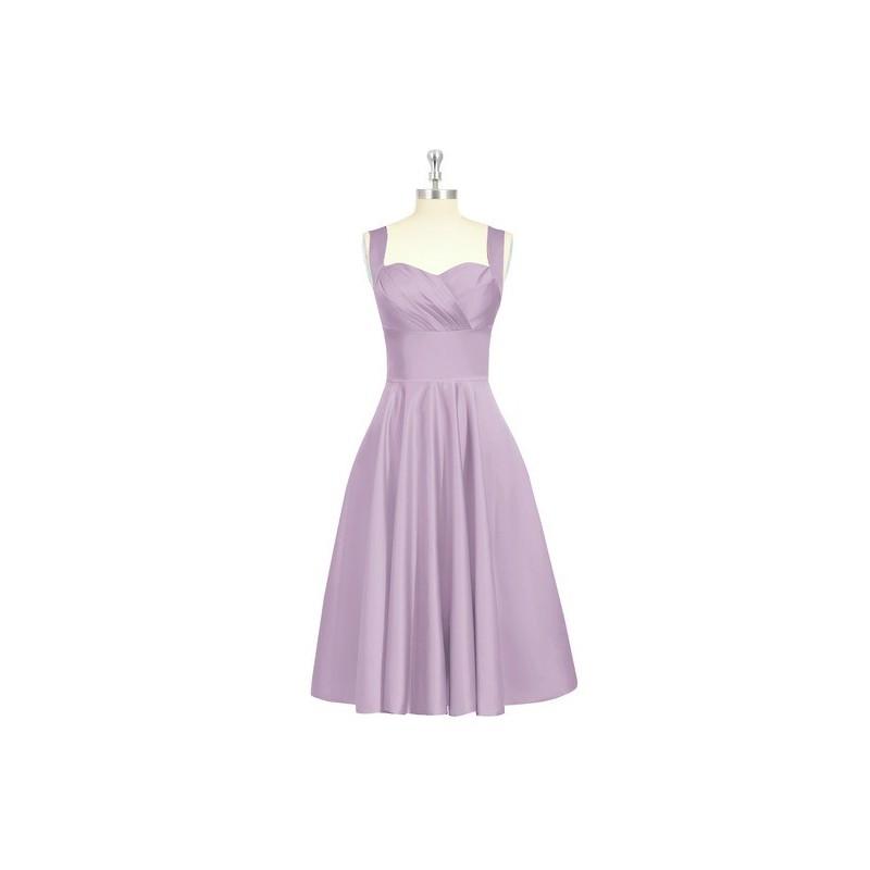 زفاف - Wisteria Azazie Amber - Back Zip Knee Length Satin Sweetheart Dress - Charming Bridesmaids Store