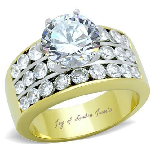 Hochzeit - Yellow Gold 2.2CT Round Cut Russian Lab Diamond Solitaire Bridal Set Wedding Band Ring