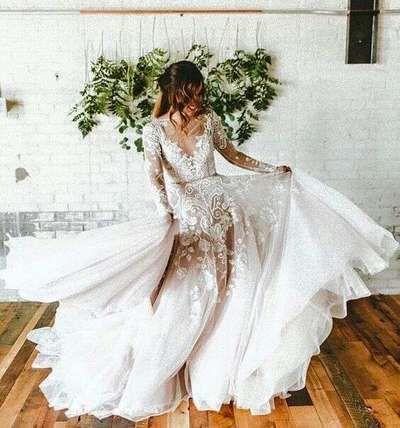 Mariage - Sexy Bridal Dresses With Long Sleeve,Lace Wedding Dress,Custom Made Prom Dress,JD 32 From June Bridal