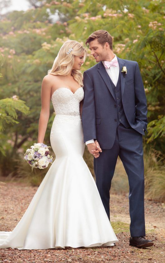 Wedding - Classic Trumpet Wedding Dress With Sheer Embroidered Bodice