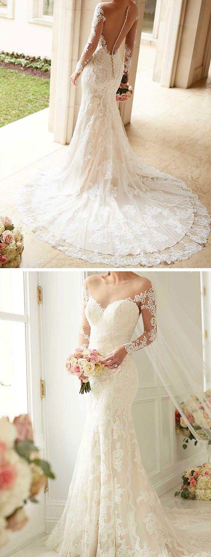 Mariage - Wedding Dresses With Illusion Lace Sleeves