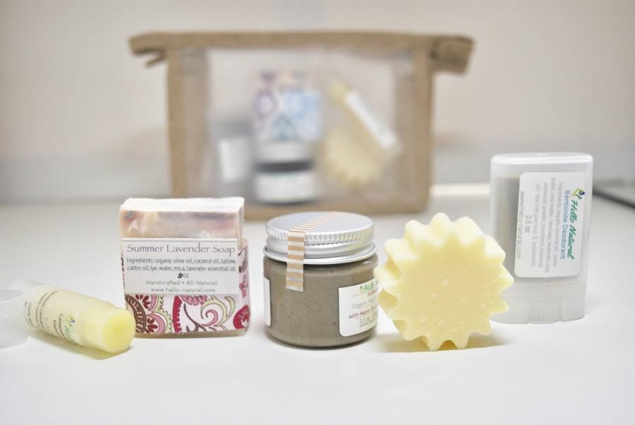 Wedding - Travel Kit, Personal Care Sampler Set, Small Spa Gift Set, Soap, Toothpaste, Deodorant, Lotion Bar, Lip Balm, All Natural Personal Care Kit