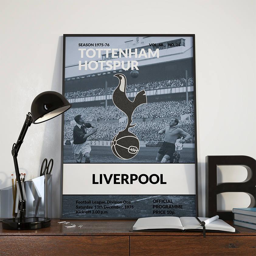 Wedding - Poster Vintage Football (soccer) Programme - Tottenham Hotspur vs Liverpool, December 1975. Wall Art Print Poster, Football Poster