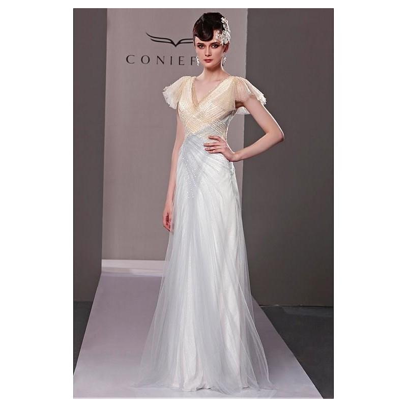 Wedding - In Stock Spectacular A-line V-neck Natural Waist Beaded Floor Length Colorful Evening Dress - overpinks.com