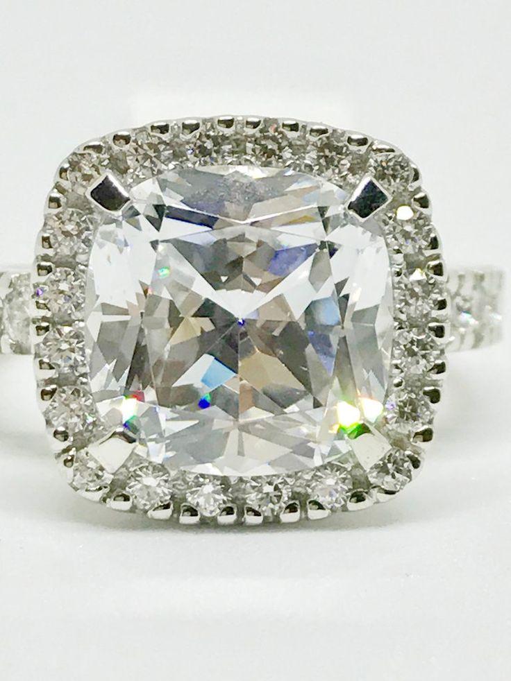 Свадьба - A Perfect 3.9CT Cushion Cut Halo Russian Lab Diamond Engagement Ring