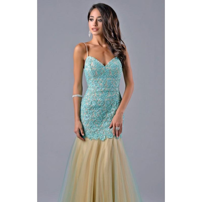 Wedding - Mint/Nude Beaded Lace Gown by Nina Canacci - Color Your Classy Wardrobe