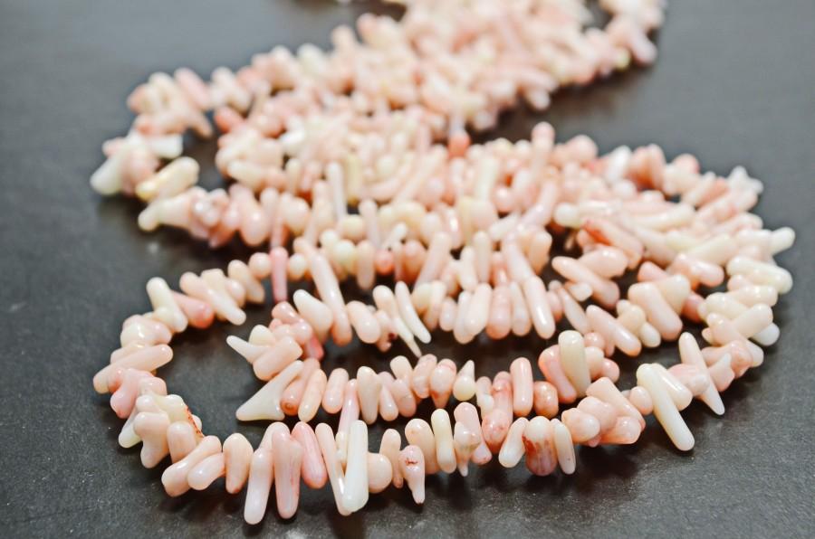 Hochzeit - Natural Pink Branch Coral Beaded Long Necklace, Peach Delicate Angel Skin Coral Boho Necklace, Salmon Coral Modern Everyday Fashion Necklace