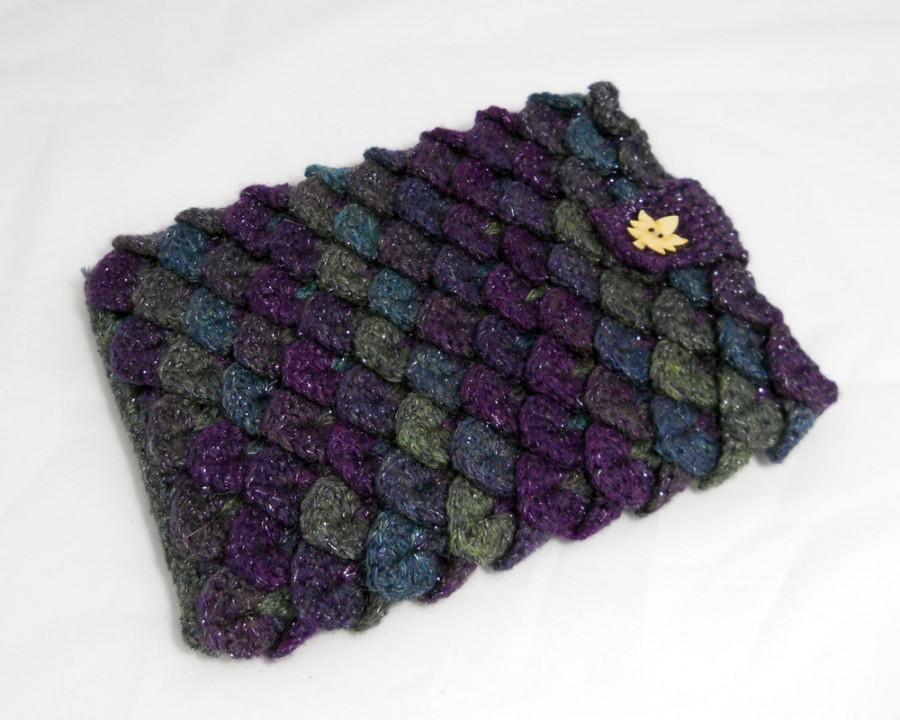 Wedding - Purple and Blue Crochet Crocodile Stitch Case for iPad or Tablet, Also Fits 9 Inch Kindle or Nook, Stocking Stuffer, Back to School Gift