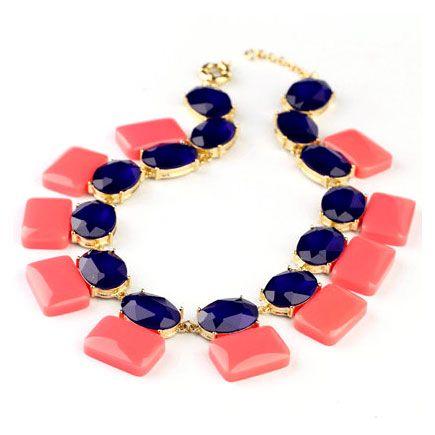 Mariage - [US$26.61] Korean Fashion Elegant Alloy Square Round Crystal Chain Bib Necklace
