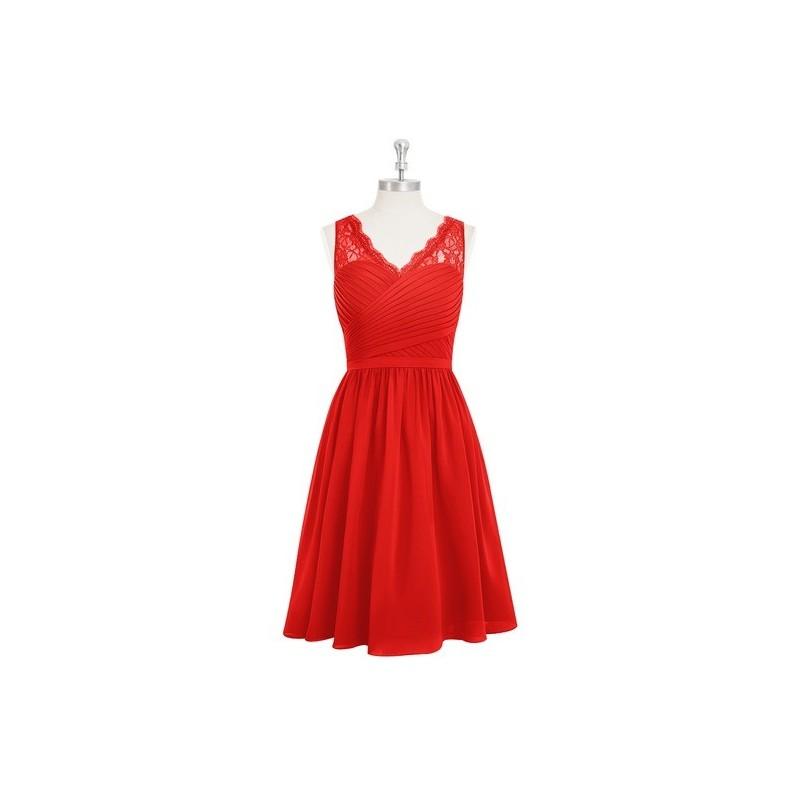 زفاف - Red Azazie Heloise - V Neck Chiffon And Lace Knee Length Side Zip Dress - Charming Bridesmaids Store