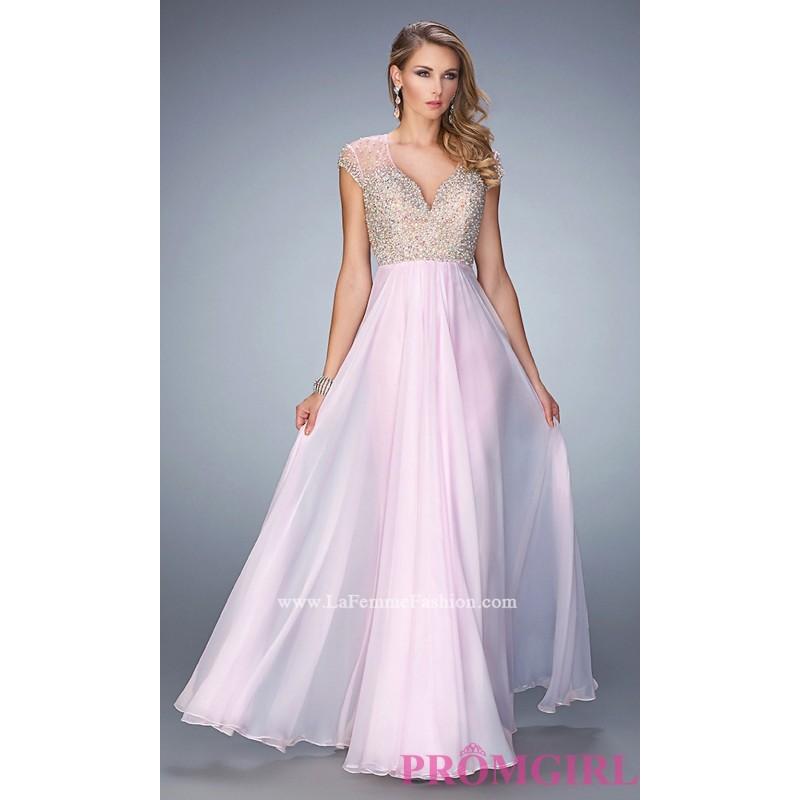Wedding - La Femme Prom Dress with Beaded Illusion Back - Discount Evening Dresses 