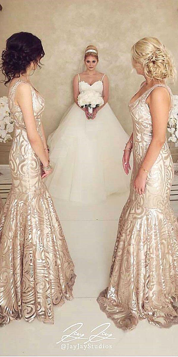 metallic bridesmaid dresses