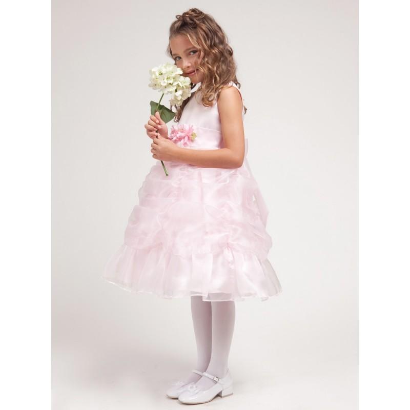 Mariage - Pink Princess Gathered Organza Dress w/Satin Bodice Style: D1212 - Charming Wedding Party Dresses