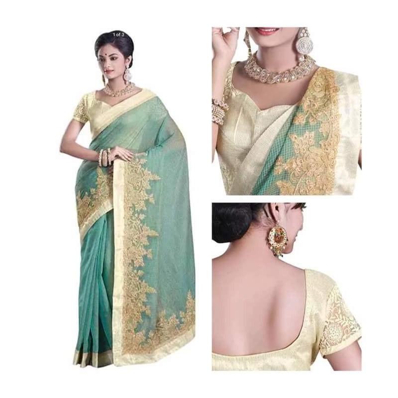 Wedding - Indian Pakistani supermnet embroidery design saree come with ready to wear blouse and unstitch blouse pc - Hand-made Beautiful Dresses